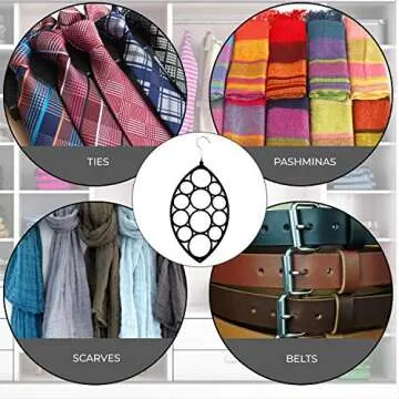 Petenina Scarf Hanger Organizer - Scarf Organizer for Closet - Scarf Hangers for Closet – Hijab Hanger Organizer – Space Saving Hijab Organizer, Scarves Hanger Organizer, Stole Hanger & More!