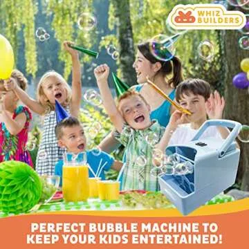 Whizbuilders Bubble Machine for Kids, Backyard Toys, Toddler Outdoor Toys, with Solution Refill, BPA-Free Manual Bubble Toys, Hand-Operated Blower, Lightweight, No Battery Needed (Bubble Fish) (Blue)