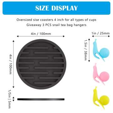 Coasters for Drinks, Silicone Coasters for Coffee Table 6 Set, Non-Slip, Heat Resistant Coasters Fit...