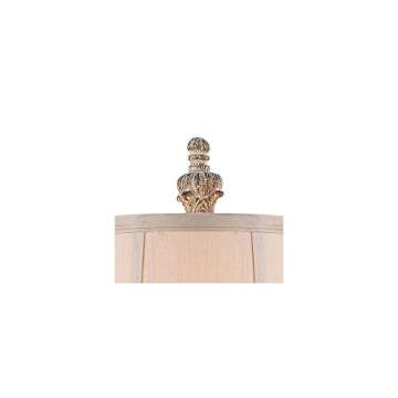 Regency Hill Elize Traditional French Country Style Vintage White Washed Candlestick Table Lamps 26.5" High Set of 2 Bell Shade for Living Room Bedroom House Bedside Nightstand Home Office