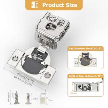 Furniware 30 Pieces 1-1/4 inch Overlay Soft Close Hinges for Kitchen Cabinet Hinges Satin Nickel Hidden Hinges Soft Closing Cabinet Hinges Stainless Steel Concealed Hinge self Closing 105 Degree