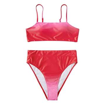 High Waisted Bikini Push Up Bandeau Swimsuit for Women