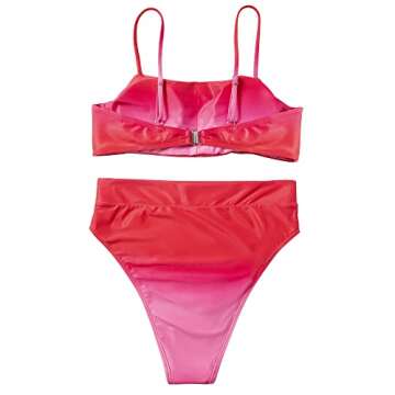 High Waisted Bikini Push Up Bandeau Swimsuit for Women