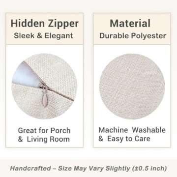 HERHOME Vintage Floral Block Print Decorative Throw Pillow Covers 18x18 Inch Set of 2 Light Blue Outdoor Cottage Spring Winter Decor Cushion Cases Grandmillennial Decorations for Home Room Sofa