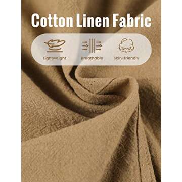 Fiona Jolin Women's Summer Cotton Linen Short Overalls Casual Bib Overall Shorts Rompers with Pockets (Khaki-M)