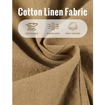 Fiona Jolin Women's Summer Cotton Linen Short Overalls Casual Bib Overall Shorts Rompers with Pockets (Khaki-M)