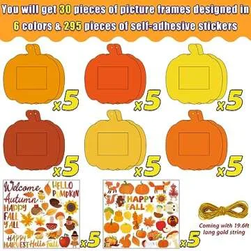 Kepeel 30 Packs Fall DIY Picture Frames Craft Kit for Kids, Autumn Pumpkin Photo Frames Ornaments fo...
