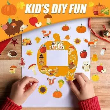 Kepeel 30 Packs Fall DIY Picture Frames Craft Kit for Kids, Autumn Pumpkin Photo Frames Ornaments for Thanksgiving Decorations Favor Fall Art Gift Classroom Home Activities
