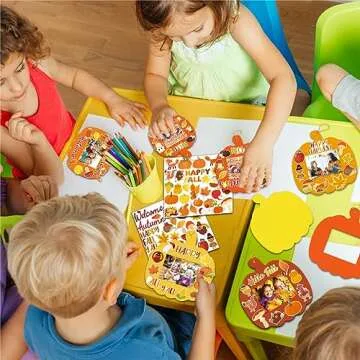 Kepeel 30 Packs Fall DIY Picture Frames Craft Kit for Kids, Autumn Pumpkin Photo Frames Ornaments for Thanksgiving Decorations Favor Fall Art Gift Classroom Home Activities