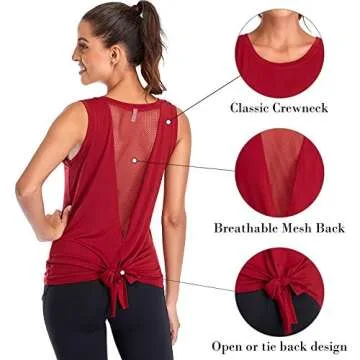 OPIBOO Womens Workout Tank Tops Sleeveless Yoga Tops for Women Athletic Exercise Gym Shirts Running Yoga Shirts Red