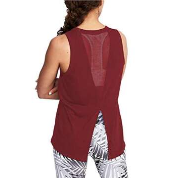 OPIBOO Womens Workout Tank Tops Sleeveless Yoga Tops for Women Athletic Exercise Gym Shirts Running Yoga Shirts Red