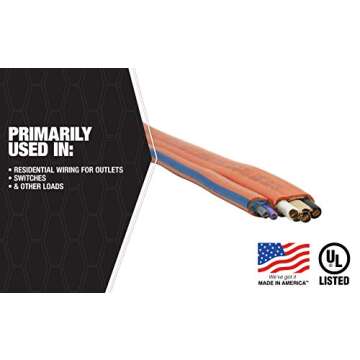 Southwire 63948421 25' 10/3 with ground Romex brand SIMpull residential indoor electrical wire type NM-B; Orange