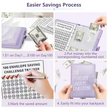 100 Envelopes Money Saving Challenge, Planner 2025-2026, Budget Binder Savings Challenge Book, Savings Challenges Budget Book Binder,Budget Planner Book for Saving Money (Violet)