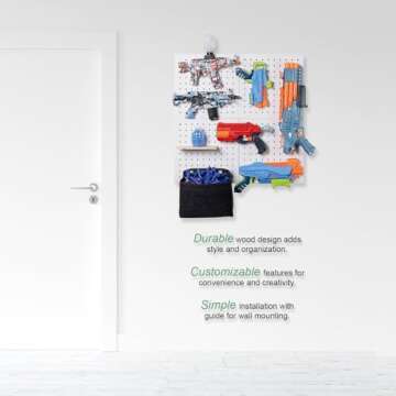IneVibe Wall Organizer for Nerf Guns - 4 Piece Rack