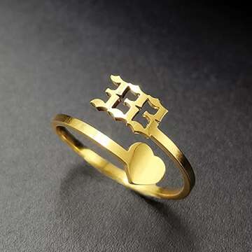 JAJAFOOK Stainless Steel Tarot Numerology Angel Number Ring for Women - 000 to 999 Silver