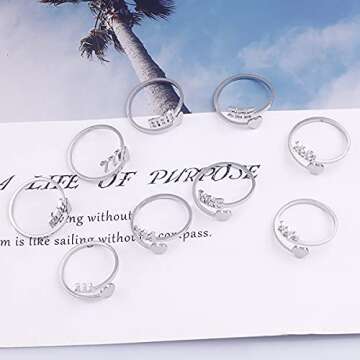 JAJAFOOK Stainless Steel Angel Number Ring - Spiritual Jewelry