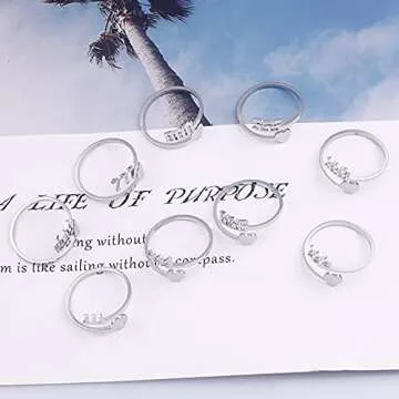 JAJAFOOK Stainless Steel Angel Number Ring - Spiritual Jewelry