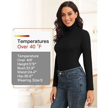 WOWENY Womens Fashion Turtleneck Long Sleeve Thermal Shirts Slim Fit Soft Base Layer Underwear Tops