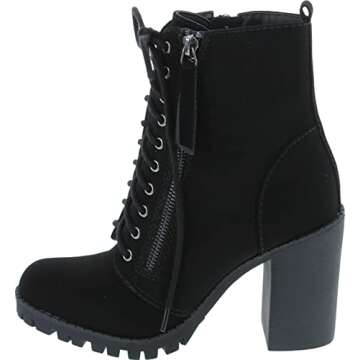 Soda Women's Malia Combat Boot - Chic Black Nubuck Combat Boots for Fashion Lovers