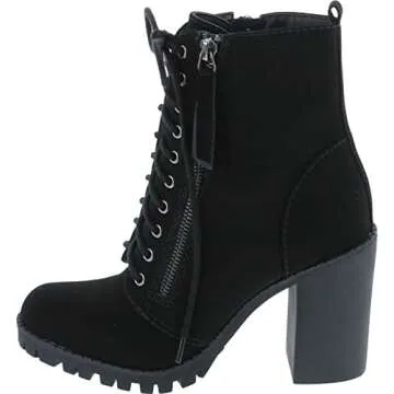 Soda Women's Malia Combat Boot - Chic Black Nubuck Combat Boots for Fashion Lovers