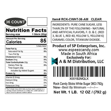 Espeez Extra Large Rock Candy Sticks - 36 Individually Wrapped