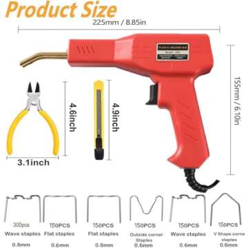 Plastic Welding Machine Car Bumper Repair Kit,6Types 1050 Staples Plastic Welding Kit Car Bumper Rep...