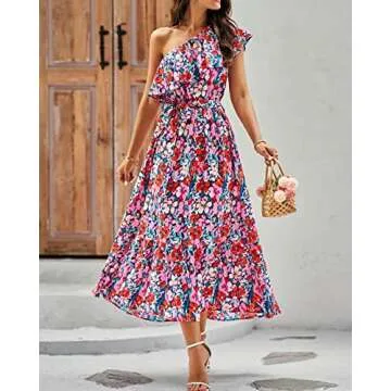 BTFBM Women’s One Shoulder Maxi Dress for Summer Style