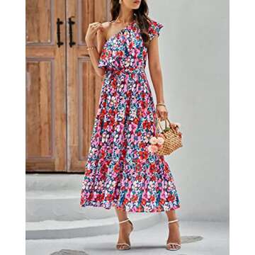 BTFBM Women’s One Shoulder Maxi Dress for Summer Style