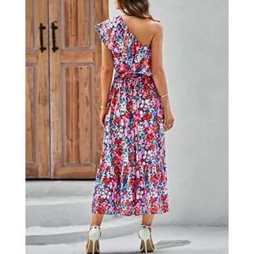 BTFBM Women’s One Shoulder Maxi Dress for Summer Style