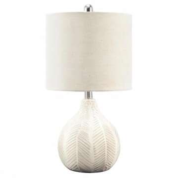 Signature Design by Ashley Rainermen 20" Modern Herringbone Ceramic Table Lamp, Off White
