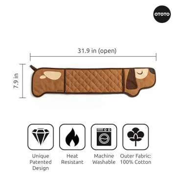 OTOTO Hot-Dog Oven Mitts Cute Funny Oven Mitts - Gifts for Dog Lovers, Dachshund Dog Themed Gifts, Double Oven Mitts Heat Resistant, Kitchen Gadgets (Brown)