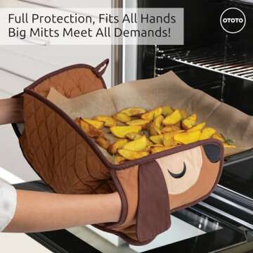 OTOTO Hot-Dog Oven Mitts Cute Funny Oven Mitts - Gifts for Dog Lovers, Dachshund Dog Themed Gifts, Double Oven Mitts Heat Resistant, Kitchen Gadgets (Brown)