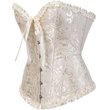 SHYMMUO Women's Elegant Lace-Up Corset Top in Beige