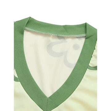 Verdusa Women's Floral Print Contrast Binding V Neck Ribbed Crop Tank Top Green S