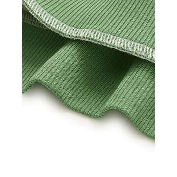 Verdusa Women's Floral Print Contrast Binding V Neck Ribbed Crop Tank Top Green S