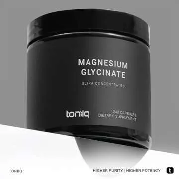 Toniiq 3,000mg Ultra High Strength Magnesium Glycinate - 20% Purified to Contain 600mg of Elemental Magnesium - Chelated and Bioavailable Magnesium Supplement - 240 Veggie Capsules