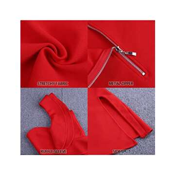 UONBOX One Shoulder Knee Length Bandage Dress Red