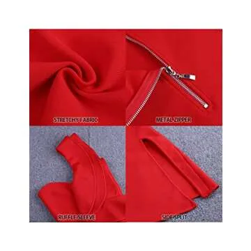 UONBOX One Shoulder Knee Length Bandage Dress Red