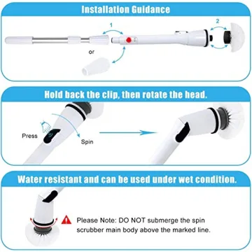 HeaBoom Electric Spin Scrubber - Cordless Cleaner with Adjustable Arm