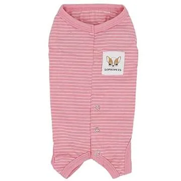 LOPHIPETS Girl Dog Shirts Recovery Suit Pajamas for Small Teacup Dog Chihuahua Yorkie Puppy Cat Clothes-Pink Strips/XS