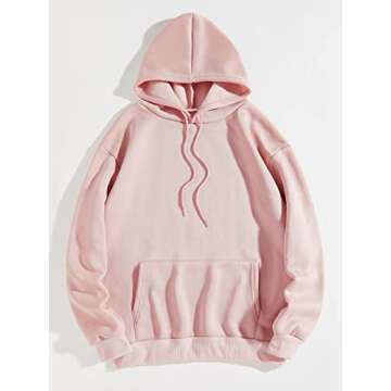 Floerns Women's Letter Graphic Print Long Sleeve Drawstring Hoodie Sweatshirt Light Pink L