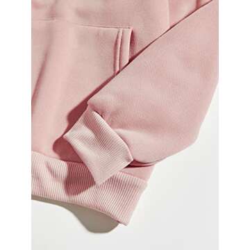 Floerns Women's Letter Graphic Print Long Sleeve Drawstring Hoodie Sweatshirt Light Pink L