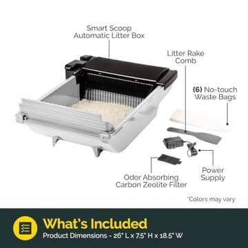 Pet Zone Self Cleaning Automatic Cat Litter Box - Smart Scoop Cat Litter Box with 6 Bags & Carbon Filter for Up to Two Cats 6-16 Pounds