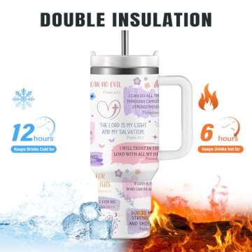 Christian Gifts for Women 40oz Tumbler Purple I Am A Child of God Gifts Coffee Cup - Inspirational Religious Birthday Gifts for Women, Baptism Gifts for Girl, Catholic Spiritual Faith Bible Verse Gift