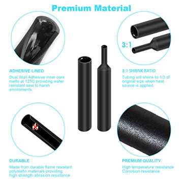 400 Pcs Adhesive Heat Shrink Tubing Kit for Electrical Repairs