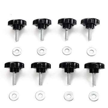 JeCar 8 Hardtop Quick Removal Bolts Thumb Screws & 8 D Ring Tie Down Anchors Compatible with Jeep Wrangler 2007-2023 JK JKU JL JLU Sports Sahara Rubicon X Unlimited 2 4 Door Accessories, Black