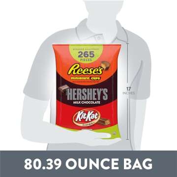 HERSHEY'S, KIT KAT and REESE'S Assorted Milk Chocolate Candy Variety Bag, 80.39 oz (265 Pieces)