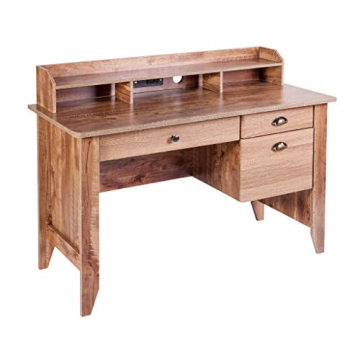 OneSpace Eleanor Executive Desk, Wood-Grain Office Desk with Hutch, Modern Computer Desk, Classic Oa...