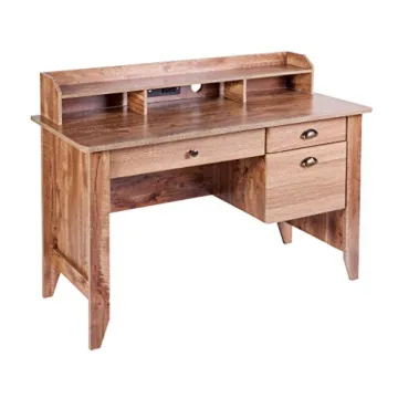OneSpace Eleanor Executive Desk, Wood-Grain Office Desk with Hutch, Modern Computer Desk, Classic Oa...