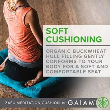 Gaiam Zafu Yoga Meditation Cushion - Ergonomic Buckwheat Hull Floor Pillow for Posture Support, Tailored Comfort with Adjustable Filling, Carry Handle, Versatile for Pilates and Relaxation - Purple